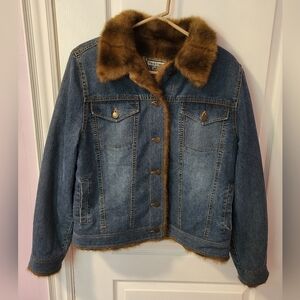 Marvin Richards Blue Denim Jacket with Brown Faux Fur